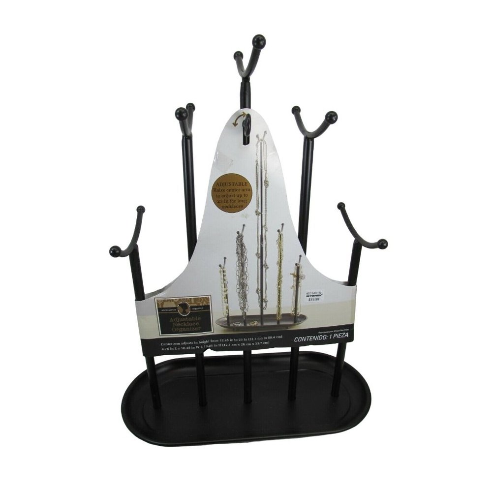 Adjustable Necklace Organizer Jewelry Black Coated Metal 49956